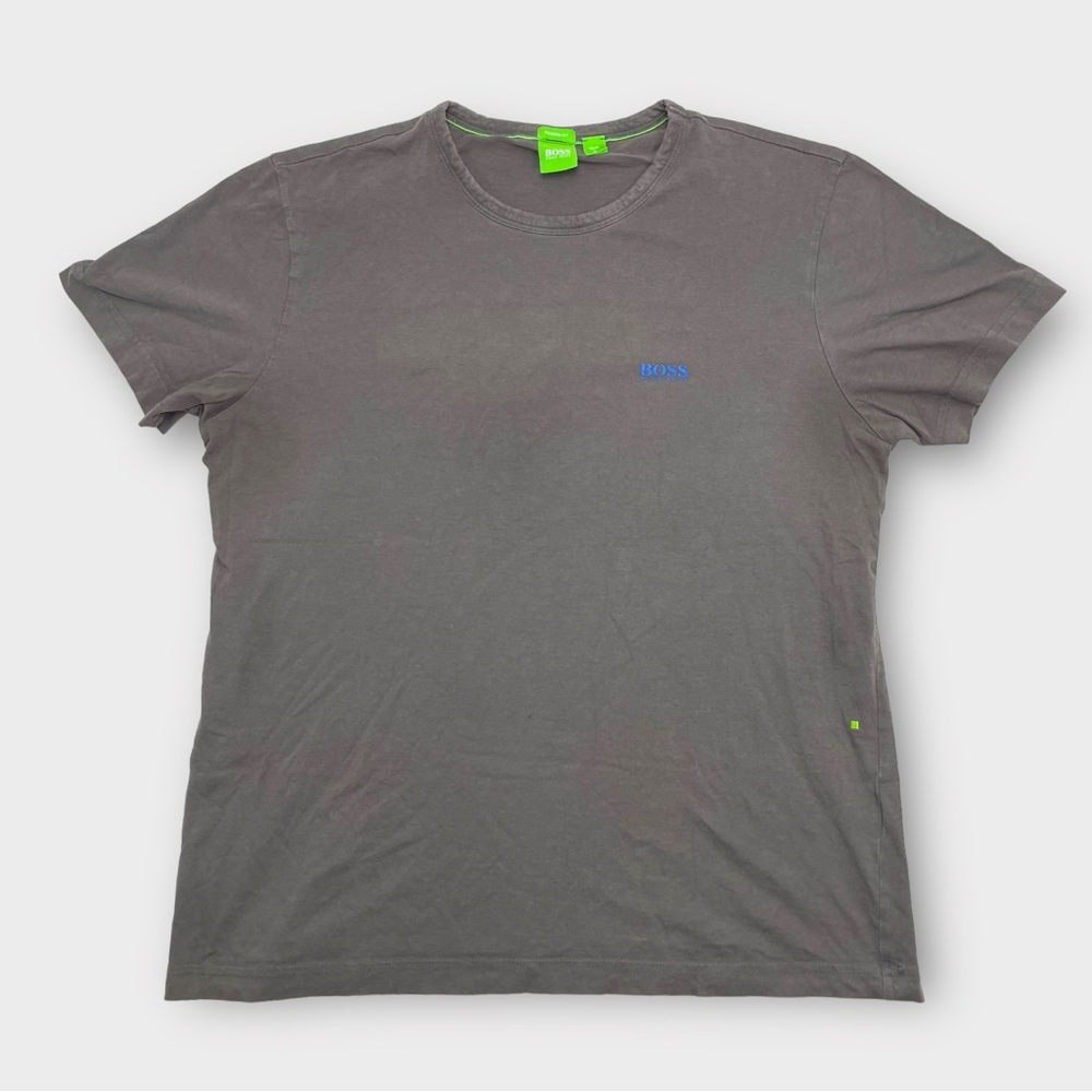 HUGO BOSS Womens Modern Fit T-Shirt Top Brown Size Large With Blue Logo